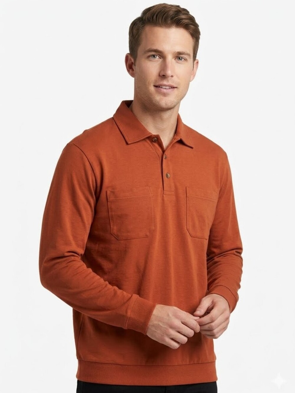 Haband Casual Joe Men's Light Pullover Long Sleeve Polo Shirt M